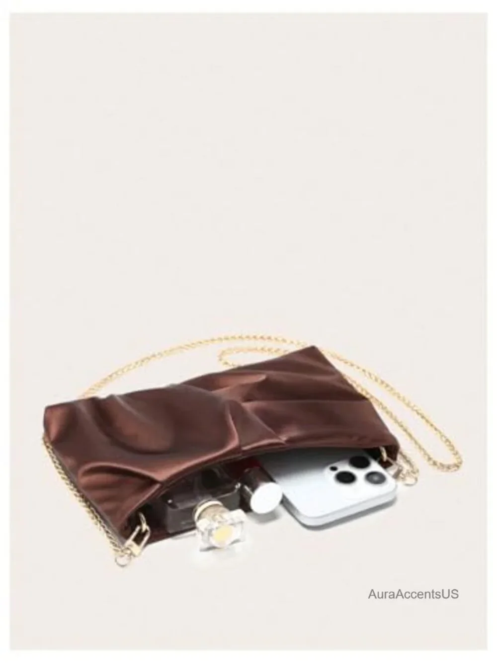 Pleated Satin Clutch Evening Bag Dressy Formal Purse Shoulder